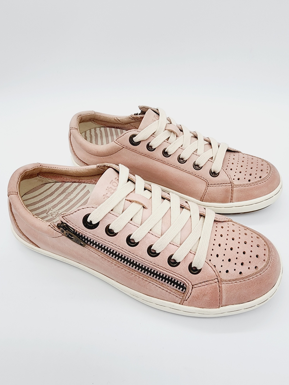 Taos Zipster Leather Sneakers Blush Pink Lace Up Zipper Size 7 - Picture 2 of 16